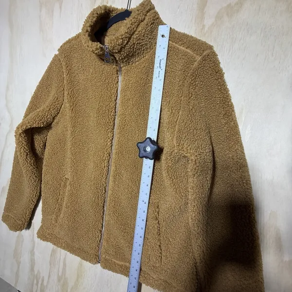 H&M Sherpa Fleece Jacket Men's Large‎ Brown Full Zip Teddy Coat Cozy - Image 5