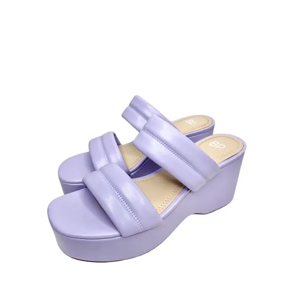 BP Raquelle‎ Purple Puffy Two Strap Platform Wedge Sandals Size 8M Lavender - Image 2