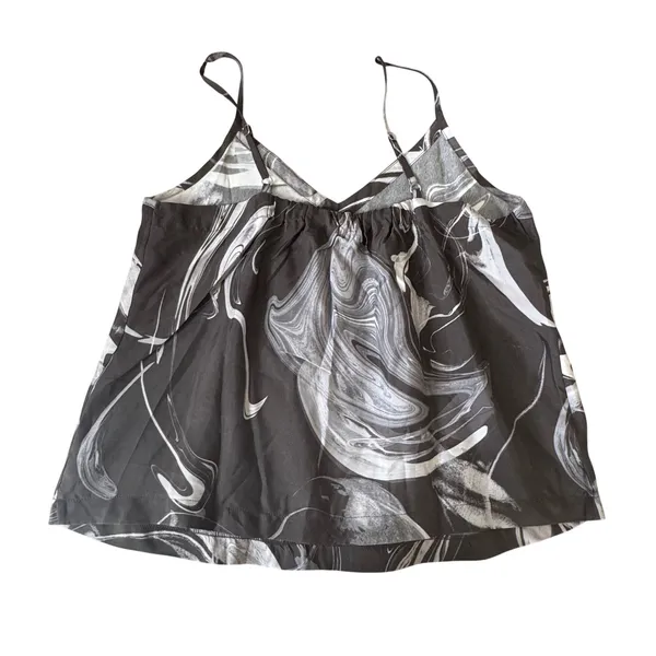Athleta Calm Cool Cami Cupro Silk Black White Marble Swirl Tank Top Small S Yoga - Image 2