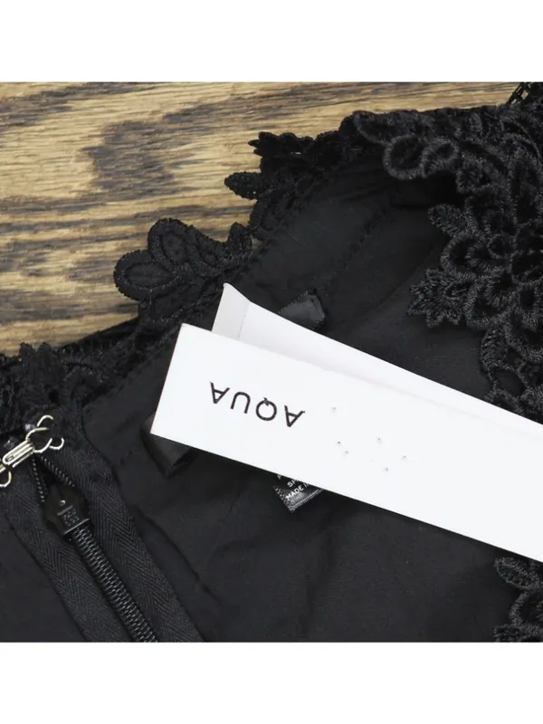 NWT Aqua Womens Lace Puff Sleeve Mini Dress IDM12303 Black M - Image 5