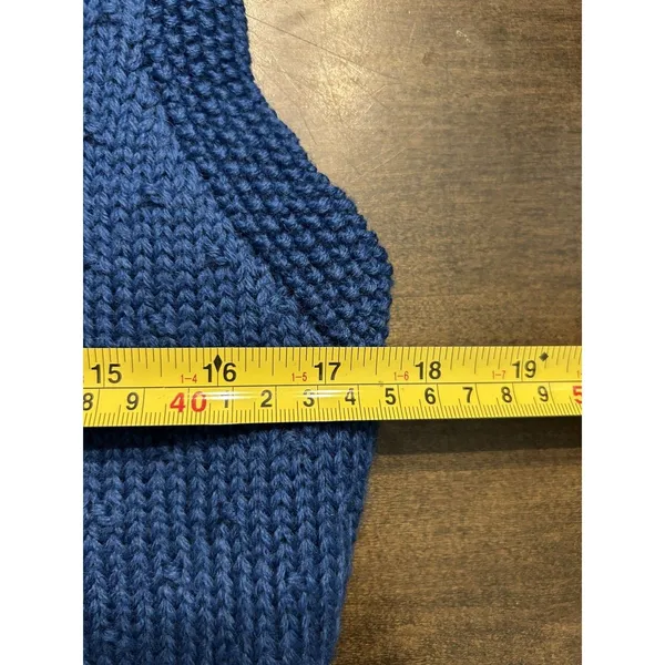 Vintage Alpenblick Blue Cable Knit Shawl Collar Vest Nautical Academia Game Day - Image 3