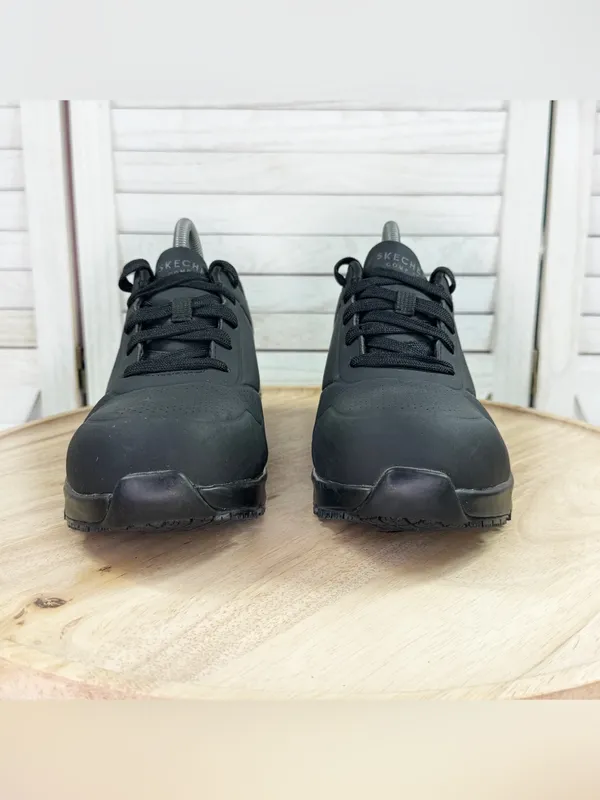 Skechers Work UNO SR Relaxed Fit Safety Sneaker Shoes Black 9 W 108101W Wide Fit - Image 2