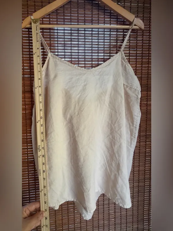 MABLE Anthropologie Ivory Tencel Tie Back Babydoll Cami Top Small - Image 3