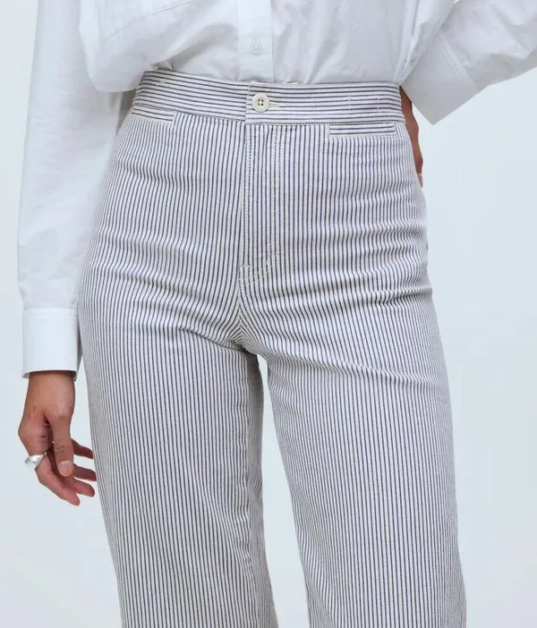 NWT Madewell The Emmett Wide-Leg Crop Pant: In Smokey Grape Stripe Size 23 - Image 3