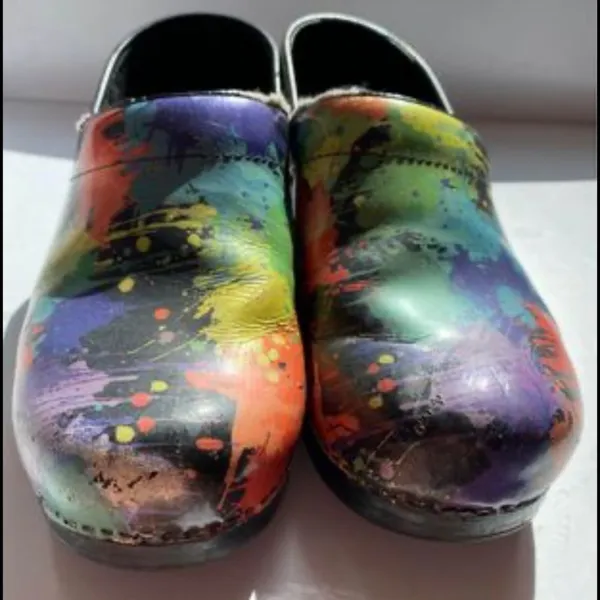 Dansko Paint Splatter Splotchwork Professional Mules Slip‎ On Clogs Work Shoes - Image 4
