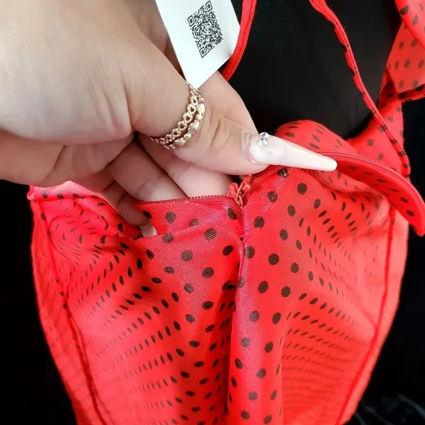 Zara Red Polka Dot Skater Dress‎ Open Back - Image 8