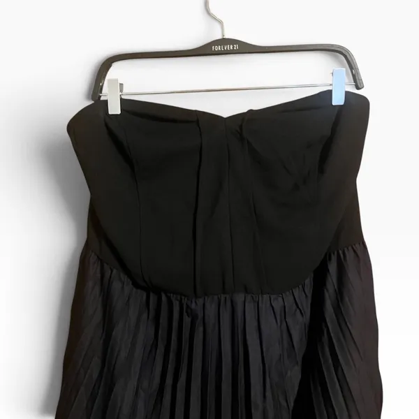Plus Size 5X Strapless Ombre Pleated Maxi Evening Dress Black Pink - Image 5