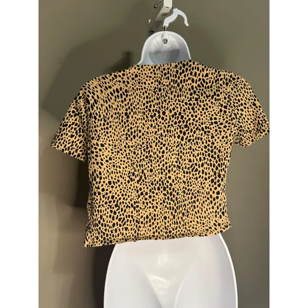 Brandy Melville Leopard Print Tie-Front Crop Top‎ Indie Sleeze Coquette Y2K - Image 4