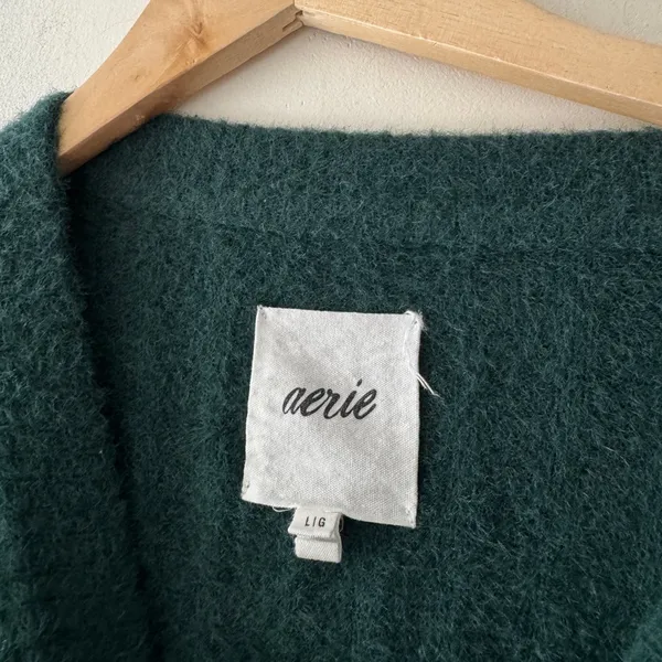 Aerie Emerald Green Fuzzy Soft‎ Buttercream Crew Sweater - Image 6