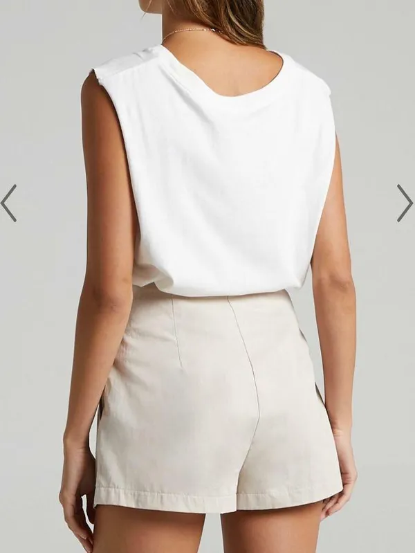 Showpo Elyssa Pleated Shorts - Beige - Image 3