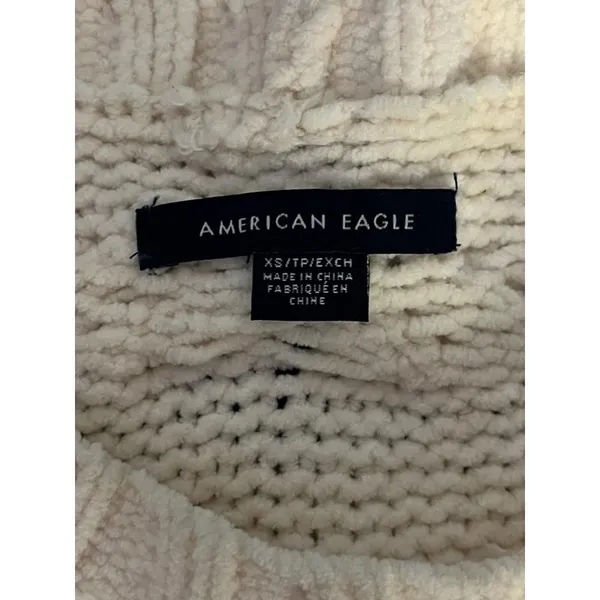 American Eagle Women's Size xs Cable‎ Knit Sweater Beige Cream Pullover - Image 3