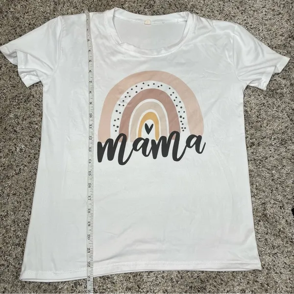 Unbranded Mama Rainbow Heart Short Sleeve White Tee T-Shirt Medium - Image 6