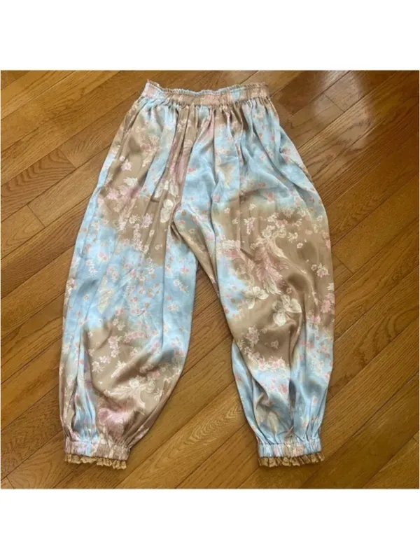 FREE PEOPLE Intimately Night Special Printed Pants Harem pants Embroidered Sz S - Image 5