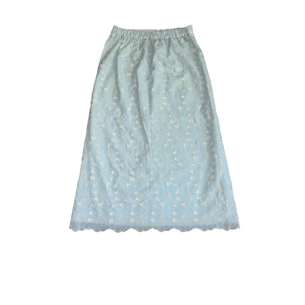Tuckernuck Silas Blue Eyelet Cotton Midi Skirt Medium - Image 4