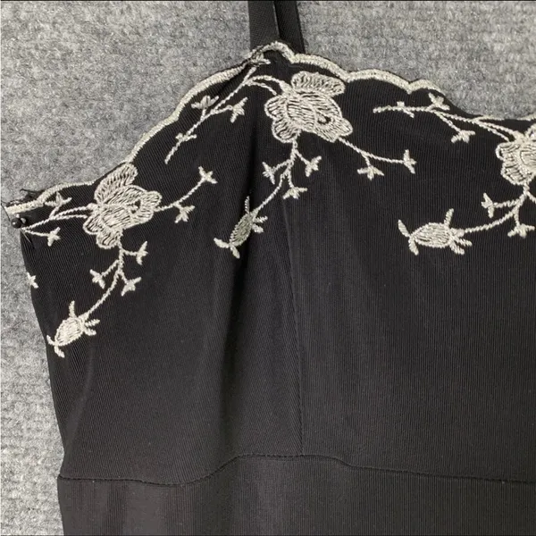 Y2K Vintage City Triangles Black Maxi Dress silver Accents medium Babydoll party - Image 7