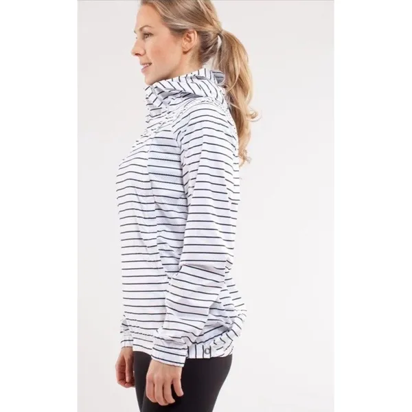 Lululemon Spring Jacket Pack & Go Pullover Quiet Stripe White Navy Women 4 Run - Image 2