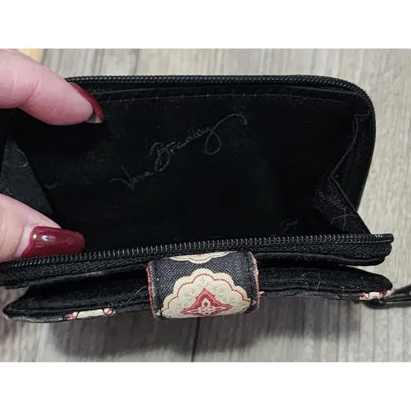 Vera Bradley‎ Wallet Compact Zip Around Paisley Print Black Small - Image 5