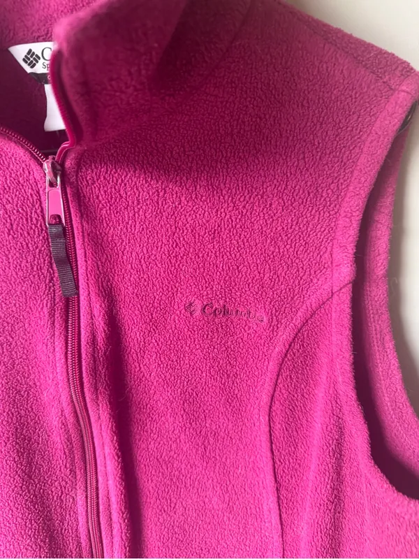 Columbia Fleece Vest Women’s Large Full Zip Pink Outdoor Hiking Layer - Image 2