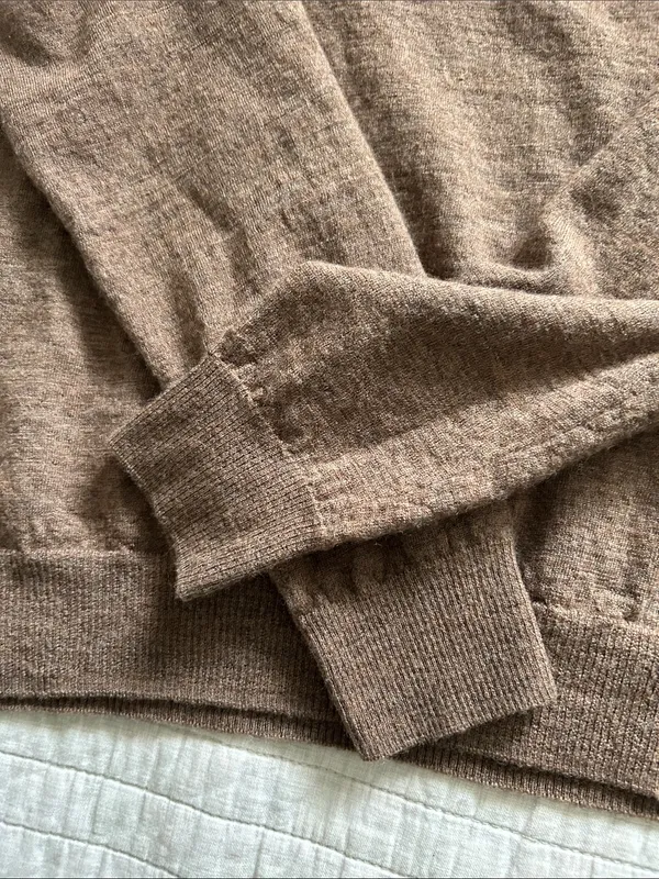 Lello Vtg brown turtleneck 100% wool base layer light sweater med - Image 7