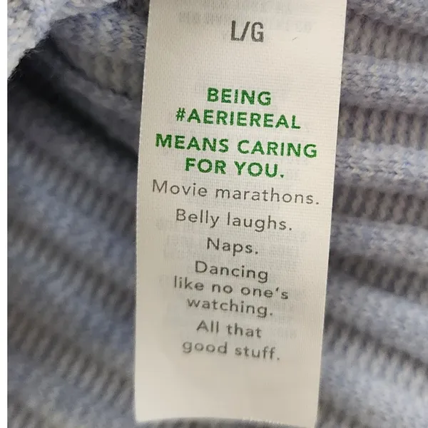 Aerie Off Shoulder Womens Light Blue Ribbed Slim Coquette Softgirl Sweater Large - Image 4