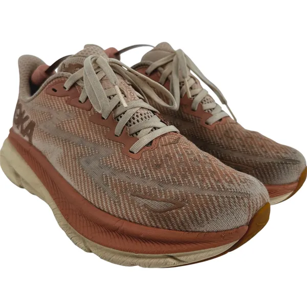 Hoka One One Clifton 9 Running Shoes MetaRocker Walking Sandstone Cream Pink 9B - Image 2