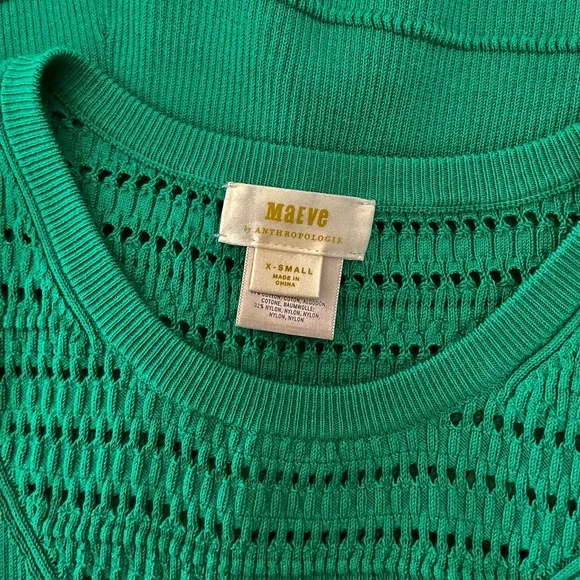 Anthropologie MAEVE Promenade Pointelle‎ Knit Dress Solid Green Flirty X-Small - Image 12
