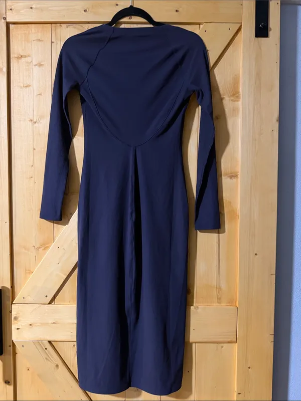 Lululemon All Aligned Ribbed Long-Sleeve Midi Dress - Purple/Grey - Size 4 - Image 2