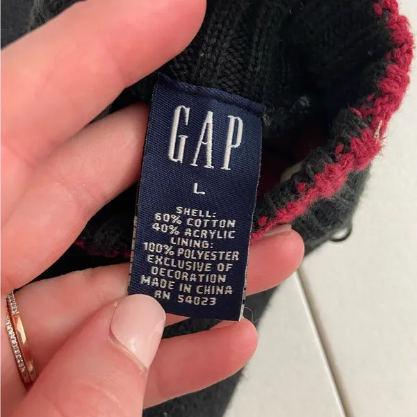 GAP adult‎ black gray red connectable double lined thick soft warm knit gloves - Image 4