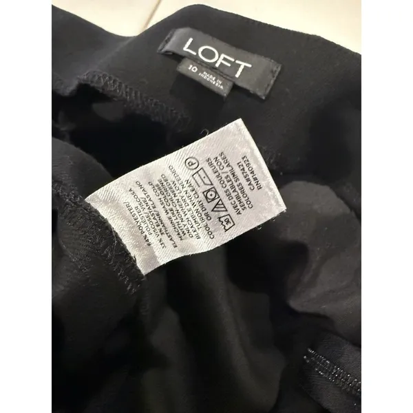 Loft Wide Leg Cropped Pants Womens 10 Black Office Work Minimal Travel Vacation - Image 3