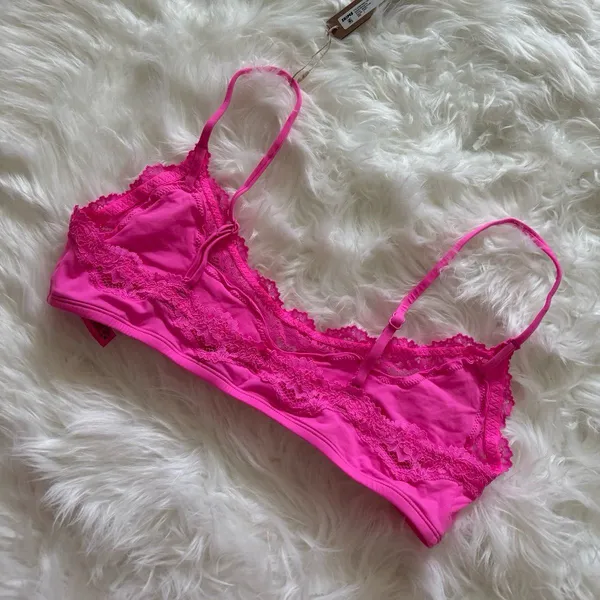 SKIMS Fits Everybody Lace Scoop Bralette Taffy Size Large - Image 6