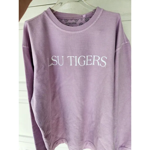 Pressbox Purple LSU‎ Tigers Vintage Wash Pullover Cord Comfy Sweatshirt XL NWT - Image 3