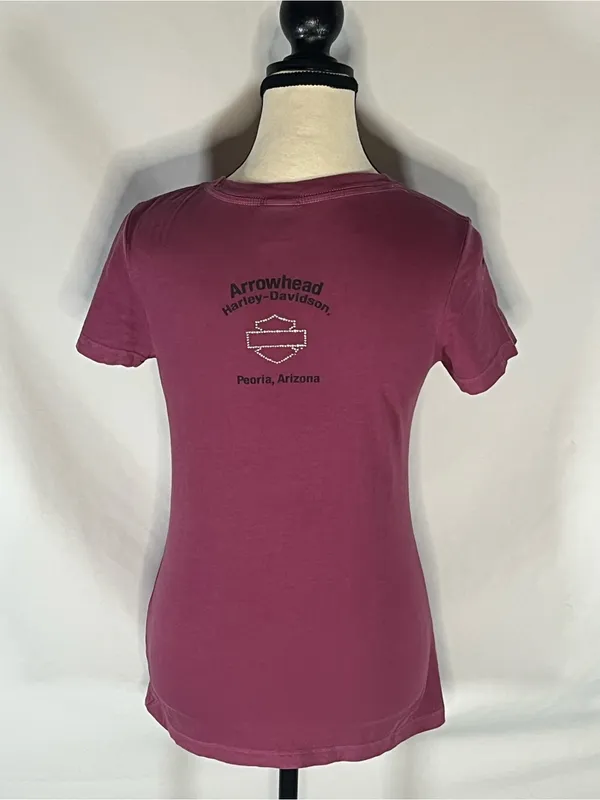 Harley-Davidson Arrowhead Rhinestone Let The Good Times Roll Women’s Shirt XS - Image 4