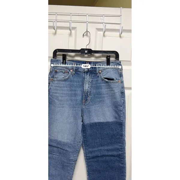 Gap Cheeky Straight Patchwork Jeans Womens 8/29 Blue‎ High Rise Colorblock Denim - Image 3