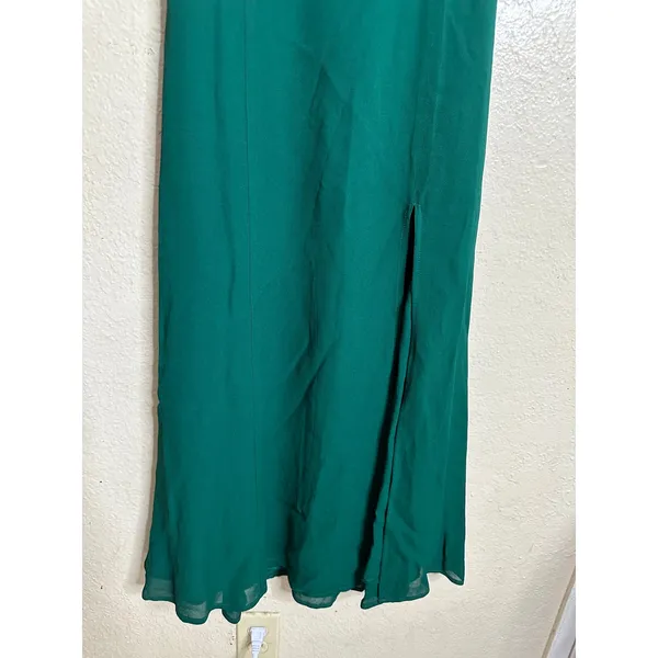 Reformation Juliette Dress in Emerald Green size 0 Sweetheart Tie Strap Mid Slit - Image 6
