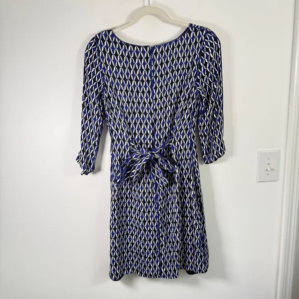 Boden Kelly Shift Dress Blue Geometric Career Office‎ Preppy Womens UK 8 US 4 - Image 4