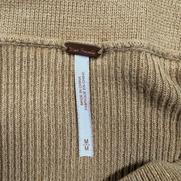 Free People Ribbed Knit Midi Skirt Women’s Medium Brown Side Slit Stretch - Image 5