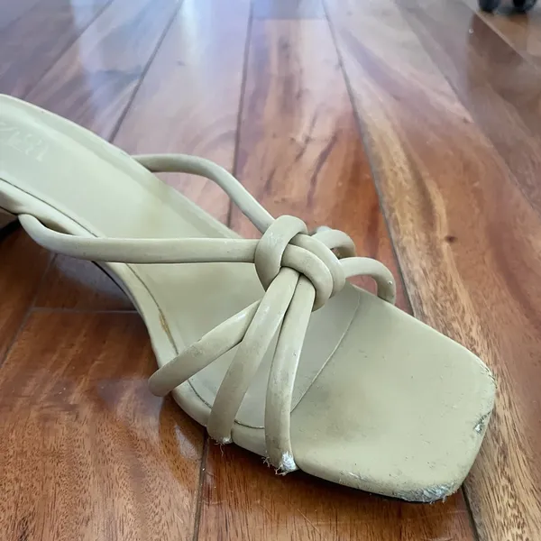 ZARA Beige Strappy Kitten Heels - Image 5