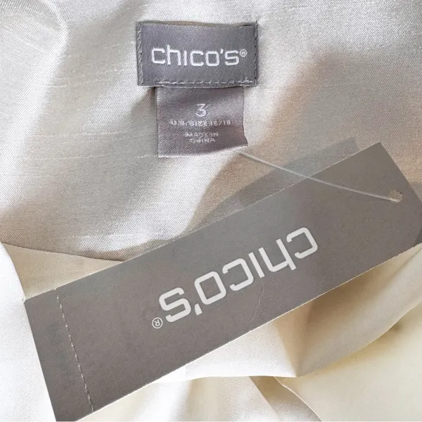 NWT Chico’s Subtle Sheen Topper Jacket Natural Cream Size 3 or XL - Image 7