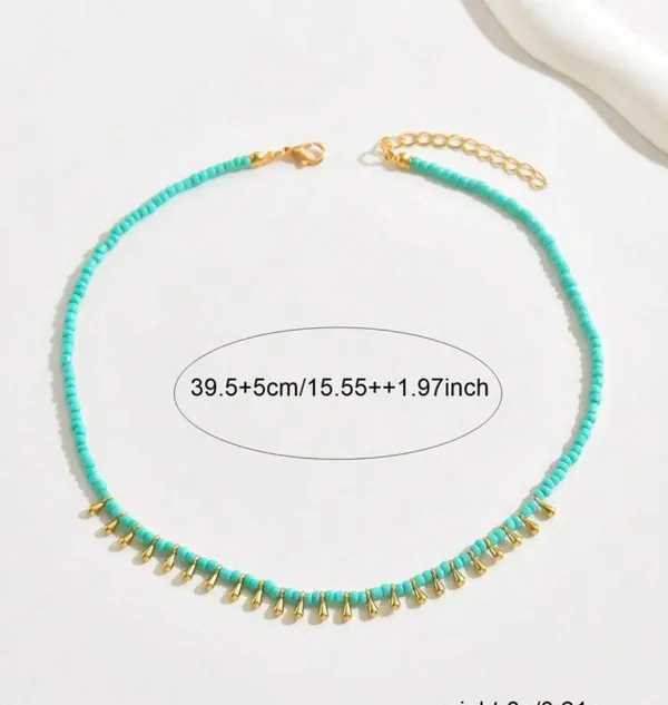 Handmade Bohemian Faux Turquoise Teardrop Pendant Necklace, Versatile Casual Necklace For Women Gift - Image 2