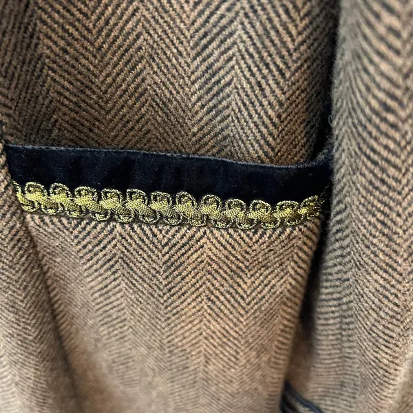 Soft Surroundings brown black herringbone metallic velvet accent coat wool small - Image 8
