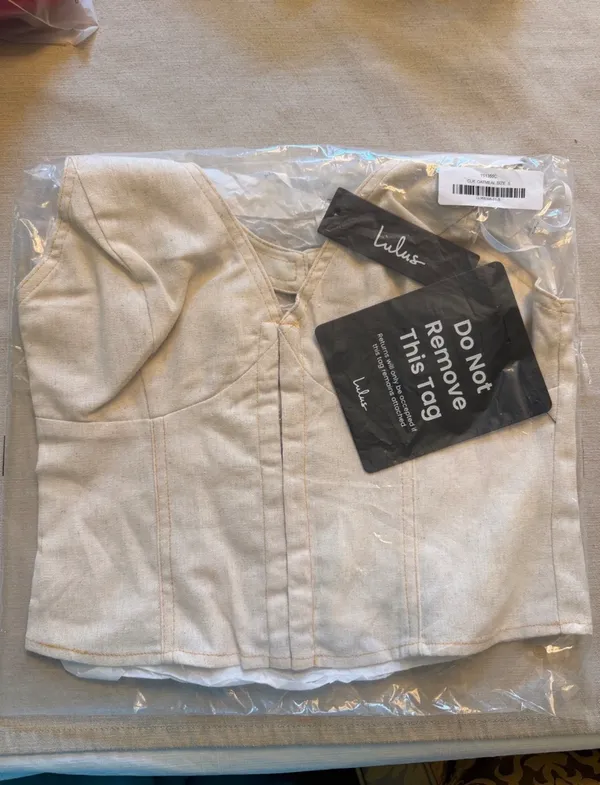 LULUS ‘Astraia’ Light Heather Beige Hook-and-Eye Halter Top - Image 4