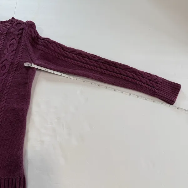 LL Bean Purple Double L Mixed Cable Cotton Crew Neck Pullover Sweater Size XS - Image 8