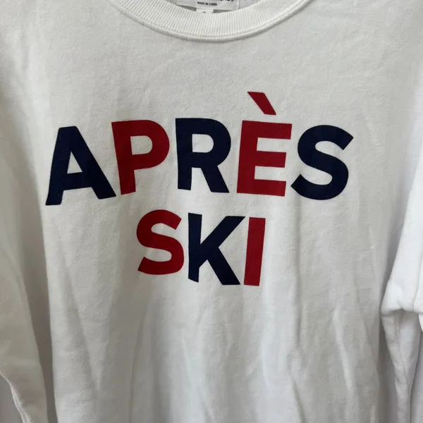 Grayson Threads Womens White Apres Ski Graphic Sweatshirt Size Small Pullover - Image 6