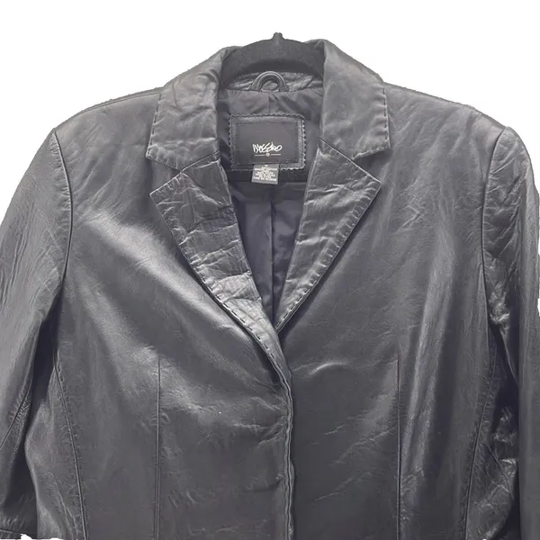 Vintage Mossimo Womens Blazer Jacket Size Small Leather Baddie Grunge Edgy‎ Punk - Image 5
