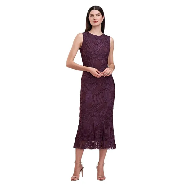 JS Collections Tea Length Fit Flare Sleeveless Bateau Neck Dress Purple 12 - Image 7