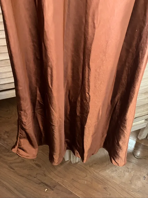 Women's Rust Satin V-Neck Evening Dress Medium NWT - Image 2
