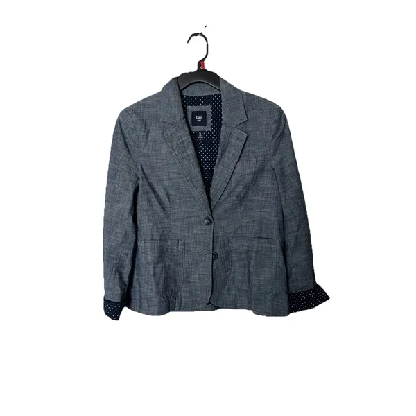 GAP Blazer Classic Academy Size 4 Blue Preppy Twee Lined Career - Image 2