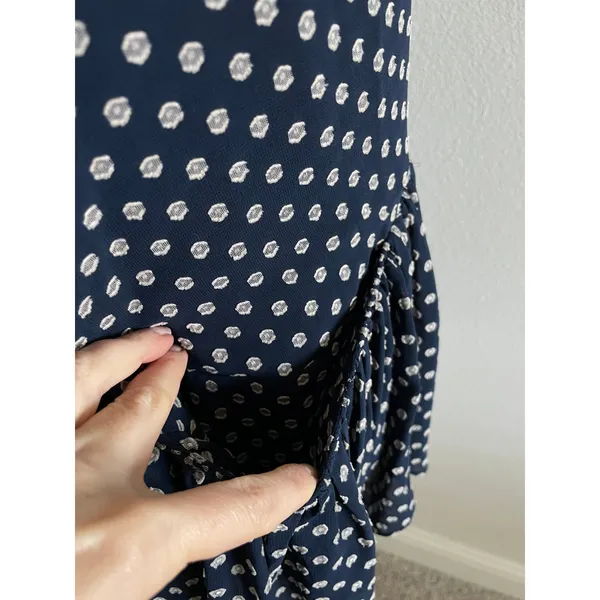 Prose & Poetry Navy Polka Dot Halter Dress Open Back Ruffle XS - Image 9