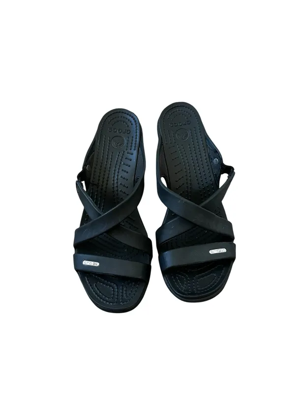 Crocs Cyprus Wedge Sandals Black Size US 9 Summer Festival Outdoors Comfort - Image 4