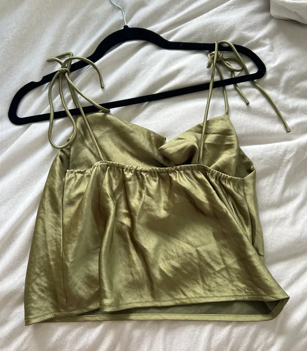 Princess Polly Silk Top Sage - Image 3